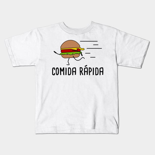 Comida Rapida - Spanish Puns Collection Kids T-Shirt by Soncamrisas